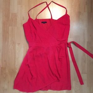 Gap red spaghetti strap wrap dress
